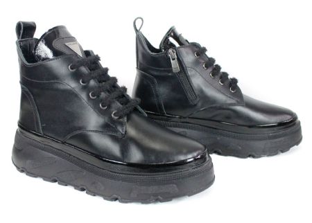 Ghete sport damă Night Nova din piele naturală – negre