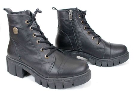 дамски ниски боти Forte Ombra естествена кожа черни