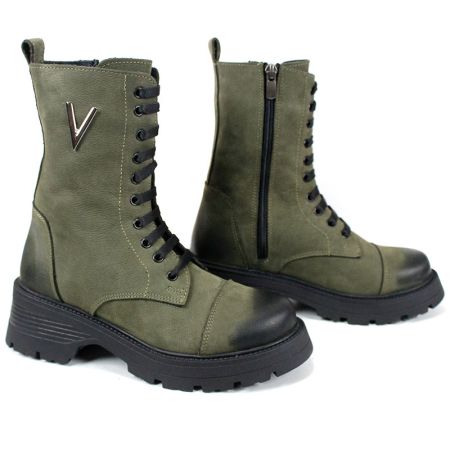 дамски кубинки terra vento зелен естествен набук