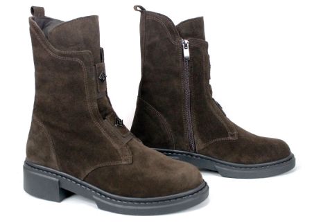 дамски боти Nero Passo тъмно кафяв велур естествена кожа