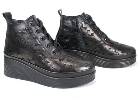 Дамски боти Perle Noire от естествена кожа в тъмна перла