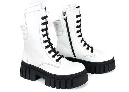 Дамски кубинки от бяла естествена кожа – модел Nova Rebel