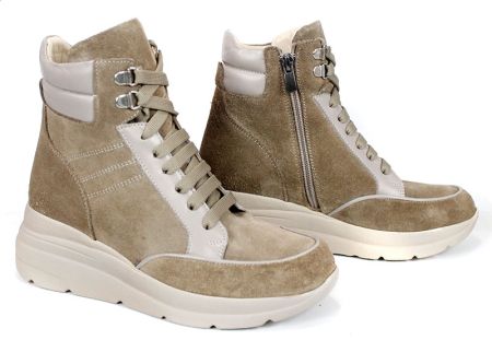 Дамски високи сникърси Lumina Alto – естествен велур и кожа