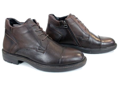 Мъжки боти Notte Urbano – кафява естествена кожа напа и флотер, топъл хастар и цип