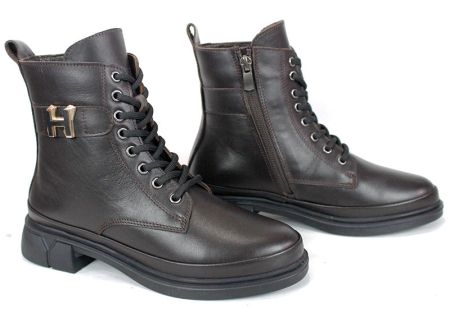 Noir Forte – дамски кубинки от естествена кожа в тъмно кафяво