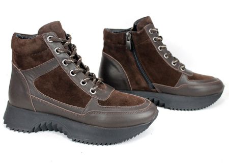 дамски високи сникърси Rovere Alto от естествена кожа и велур