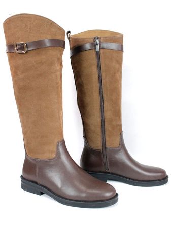 Milano Terra – дамски кожени ботуши в кафяво с велур и топла подплата