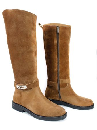 Дамски ботуши Veluto Aria – естествен велур, комфорт и топлина, цвят тютюн