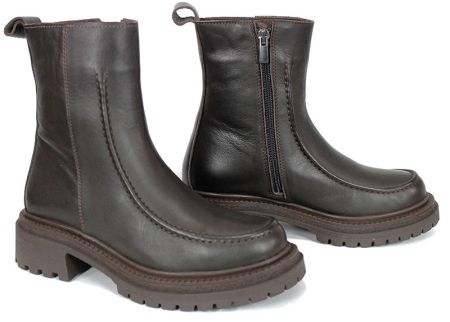 Дамски боти от естествена кожа в тъмно кафяв цвят – модел Luce Velluto