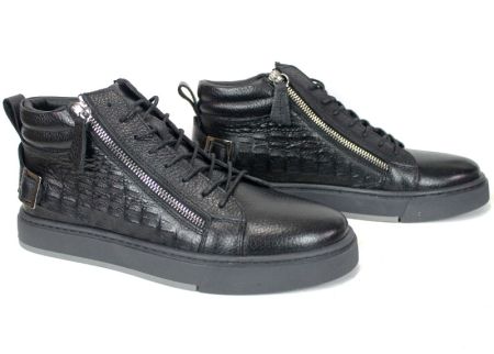 Modèlo Ferox – мъжки спортни боти от естествена кожа, черен цвят