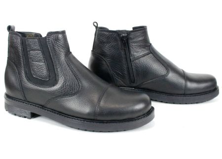 Мъжки спортно-елегантни боти Forte Passo от черна естествена кожа с ластик, цип и топъл хастар