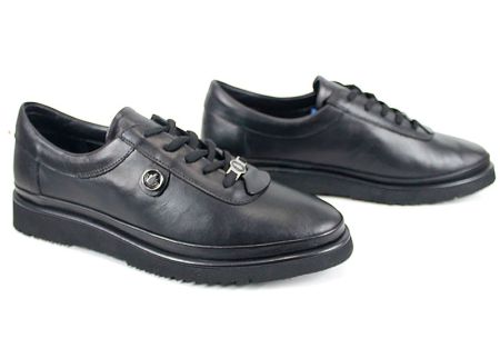 Linea Nova дамски обувки големи размери от естествена кожа в черно