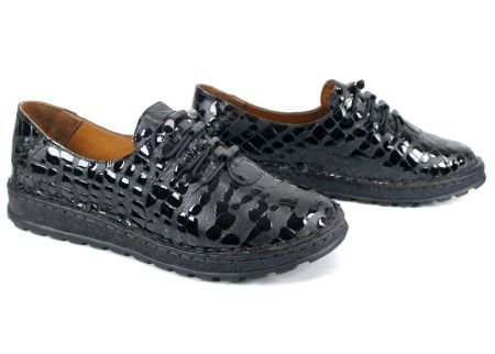 Linea Croco дамски обувки големи размери от естествена кожа с черен лак