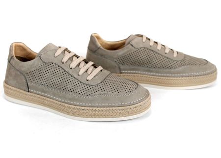 Мъжки обувки Metro Rise от естествен набук в сив цвят с перфорация