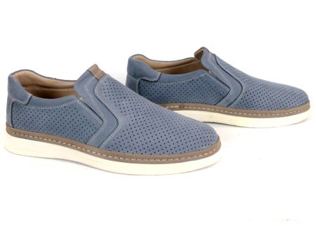 Мъжки летни обувки без връзки от естествен набук дънково син Canto Flex