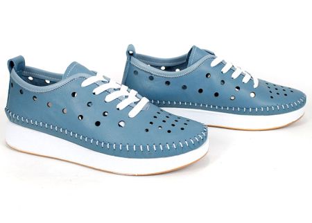 Дамски летни обувки Elia Move от естествена кожа в деним цвят