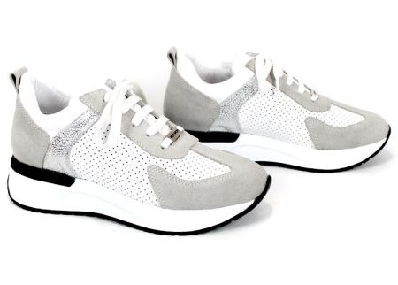Дамски сникърси Alba Step от бяла естествена кожа с перфорация