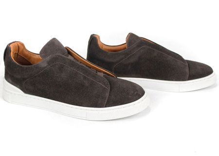 Мъжки ежедневни обувки Modo Plain от тъмно кафяв естествен велур с бяло ходило