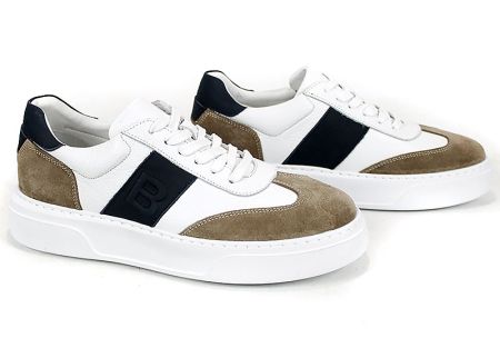 мъжки обувки Strado Verin естествена кожа бяло и визон