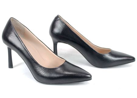 Marena Lumo – дамски стилето обувки от естествена кожа в черно с ток 8 см