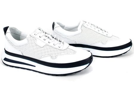 мъжки летни обувки от естествена кожа в бяло с перфорация