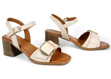 Silent Grace – дамски сандали на ток от естествена кожа в бежово