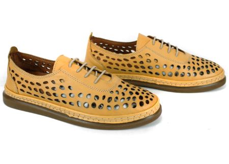 дамски летни обувки Soraya Lune жълто горчица естествена кожа