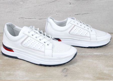 мъжки бели обувки естествена кожа перфорация