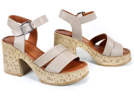 Velora Linea – дамски сандали на платформа от естествена кожа в цвят визон