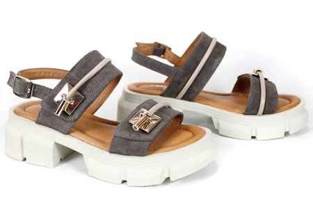 дамски сандали естествен велур визон