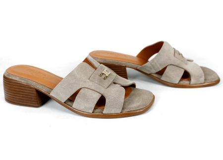 дамски чехли естествен велур визон