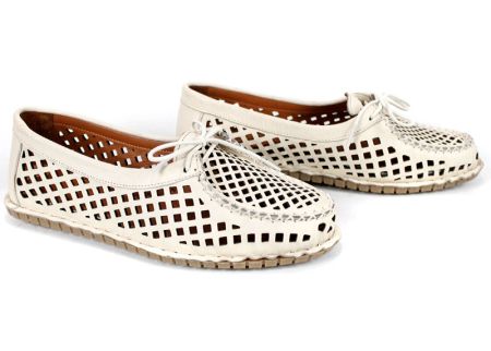 дамски мокасини естествена кожа бежово перфорация
