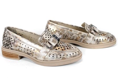 дамски обувки визон естествена кожа перфорация кроко