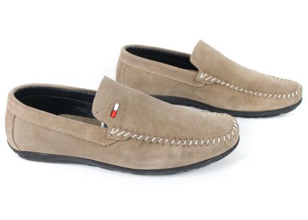 Miro Classico – Mocasini bărbătești din piele naturală velur maro nisipiu