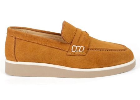 Women's Genuine Suede Loafers in Light Brown – Vero Lume
