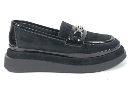 Livia Moretti Women's Suede Loafers – Black with Lightweight Sole