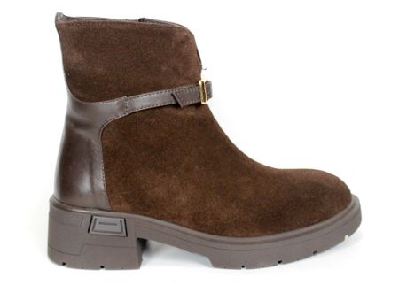 Serena Bellini – Women's Elegant Ankle Boots in Dark Brown Genuine Suede
