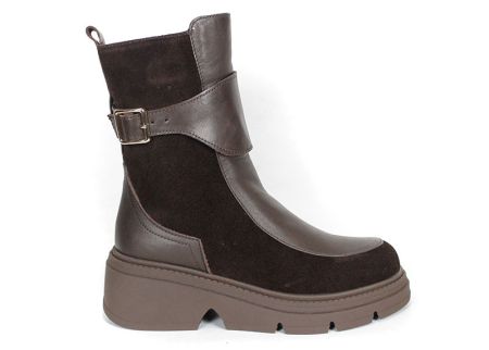 Lucia Ferraro – Women's Ankle Boots in Dark Brown Genuine Leather and Suede