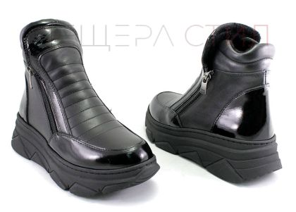 Pantofi dama sport de iarnă, realizată din piele naturală în negru 567 CH