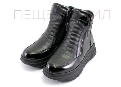 Дамски високи, спортни обувки от естествена кожа в черно 567 CH