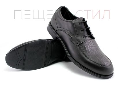 Мъжки официални обувки с връзки от естествена кожа в черно Y 286 CH