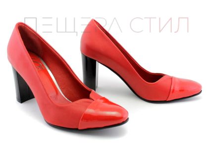 Дамски обувки на висок ток в червено модел Енола.