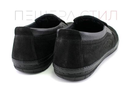 Мъжки ежедневни обувки без връзки от естествен набук в черно - Модел Салваторе.