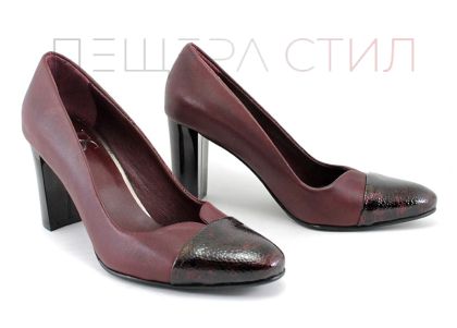 Pantofi cu toc de damă de culoare burgundă, model Enola