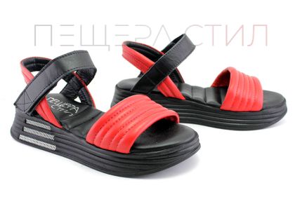 Дамски сандали в червено и черно - Модел Александра
