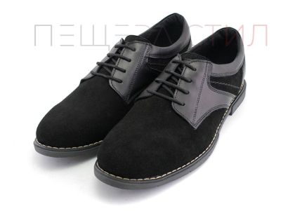 Мъжки, ежедневни обувки от естествен велур в черно - Модел Купър