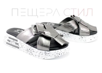 Дамски чехли на платформа в цвят платинено - Модел Лола