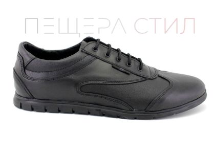 Мъжки, спортни обувки от естествена кожа в черно - Модел ЛеонардоМъжки, спортни обувки от естествена кожа в черно - Модел Леонардо