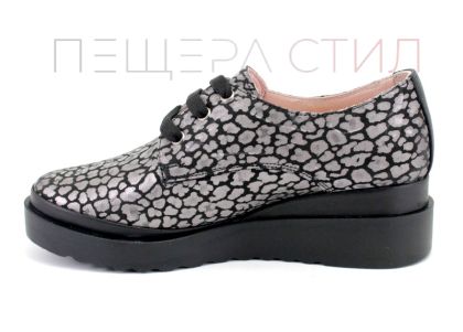 Дамски, ежедневни обувки от естествена кожа в пантерено черно, модел  Калипсо
