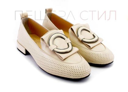Дамски обувки от естествена кожа в бежово - Модел Ариел